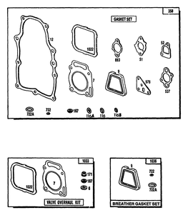 Gasket Set Diagram and Parts List for 9404-1-3ZC40  Briggs and Stratton Generator